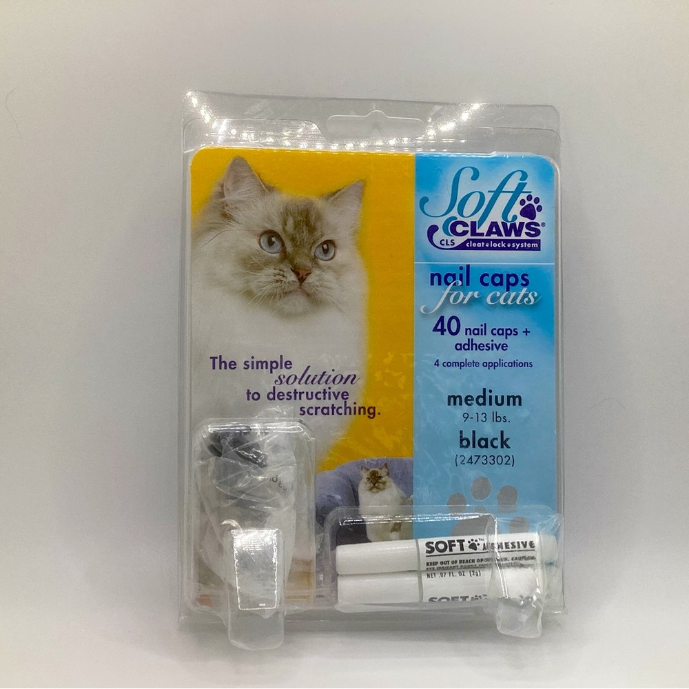 Soft Claws Nail Caps Black Sz M Partial Pkg of 24 + Bonus